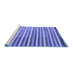 Sideview of Machine Washable Southwestern Blue Country Rug, wshcon801blu