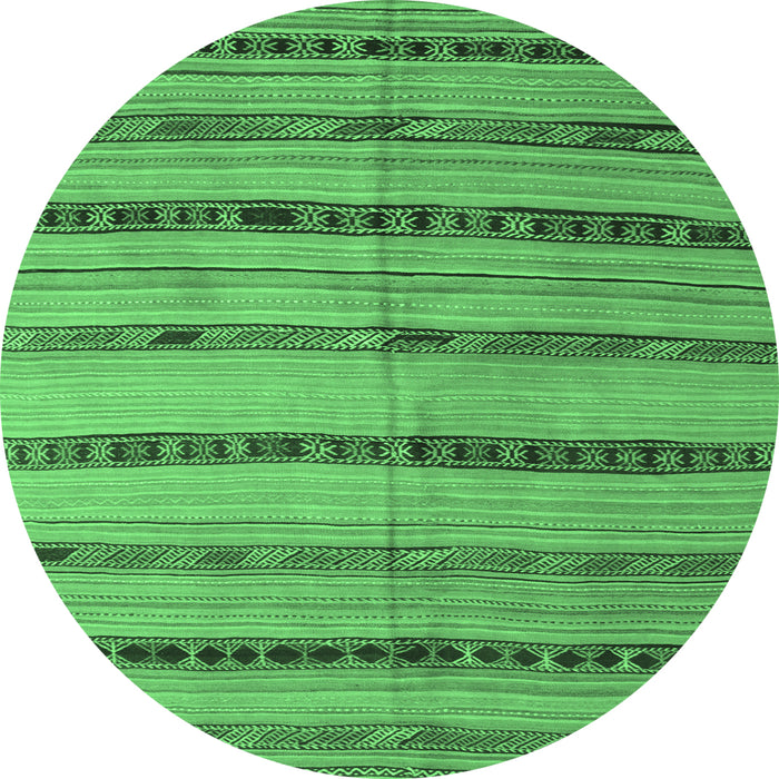 Round Machine Washable Southwestern Emerald Green Country Area Rugs, wshcon802emgrn