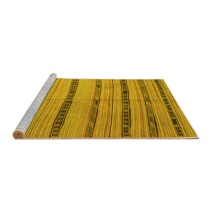 Sideview of Machine Washable Southwestern Yellow Country Rug, wshcon802yw