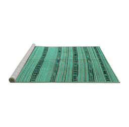 Sideview of Machine Washable Southwestern Turquoise Country Area Rugs, wshcon802turq