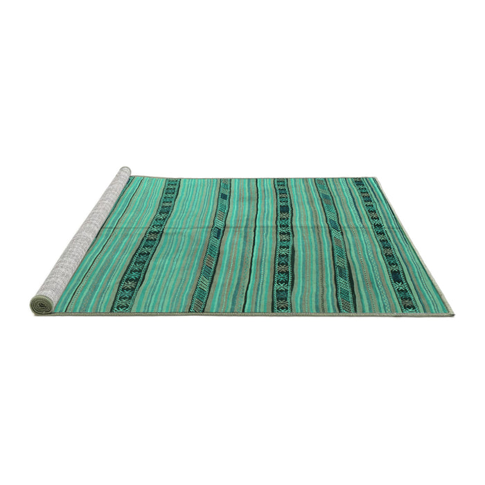 Sideview of Machine Washable Southwestern Turquoise Country Area Rugs, wshcon802turq
