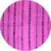 Round Machine Washable Southwestern Pink Country Rug, wshcon802pnk