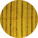 Round Machine Washable Southwestern Yellow Country Rug, wshcon802yw