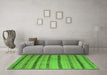 Machine Washable Southwestern Green Country Area Rugs in a Living Room,, wshcon802grn