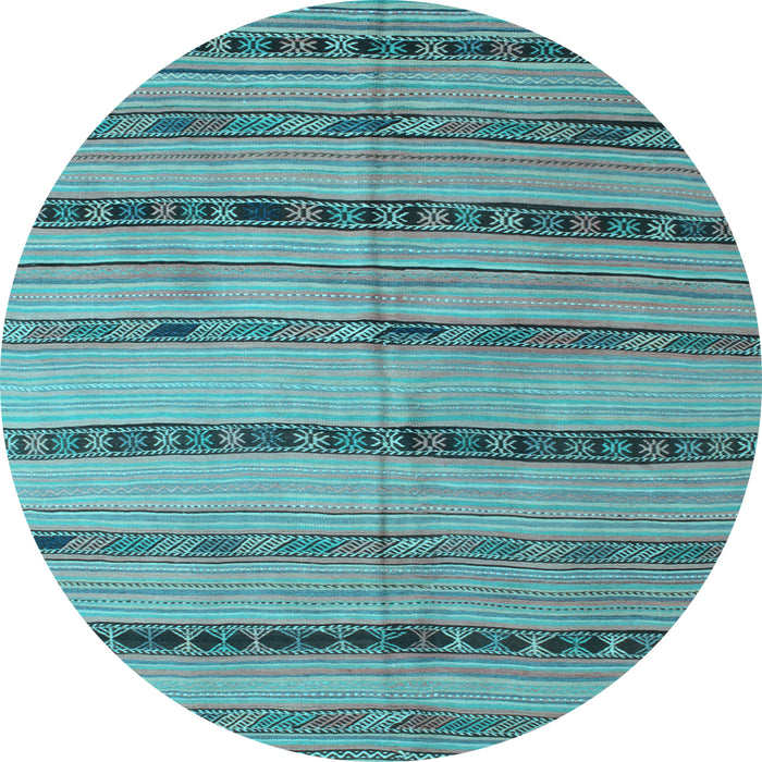 Round Southwestern Light Blue Country Rug, con802lblu