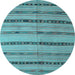 Round Southwestern Light Blue Country Rug, con802lblu