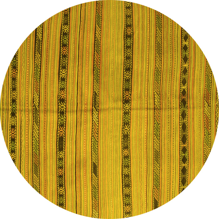 Round Southwestern Yellow Country Rug, con802yw