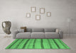 Machine Washable Southwestern Emerald Green Country Area Rugs in a Living Room,, wshcon802emgrn