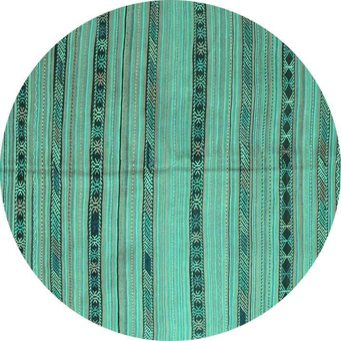 Round Southwestern Turquoise Country Rug, con802turq