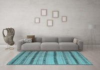 Machine Washable Southwestern Light Blue Country Rug, wshcon802lblu