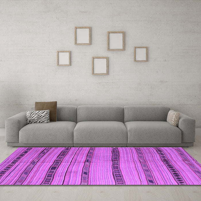 Machine Washable Southwestern Purple Country Area Rugs in a Living Room, wshcon802pur