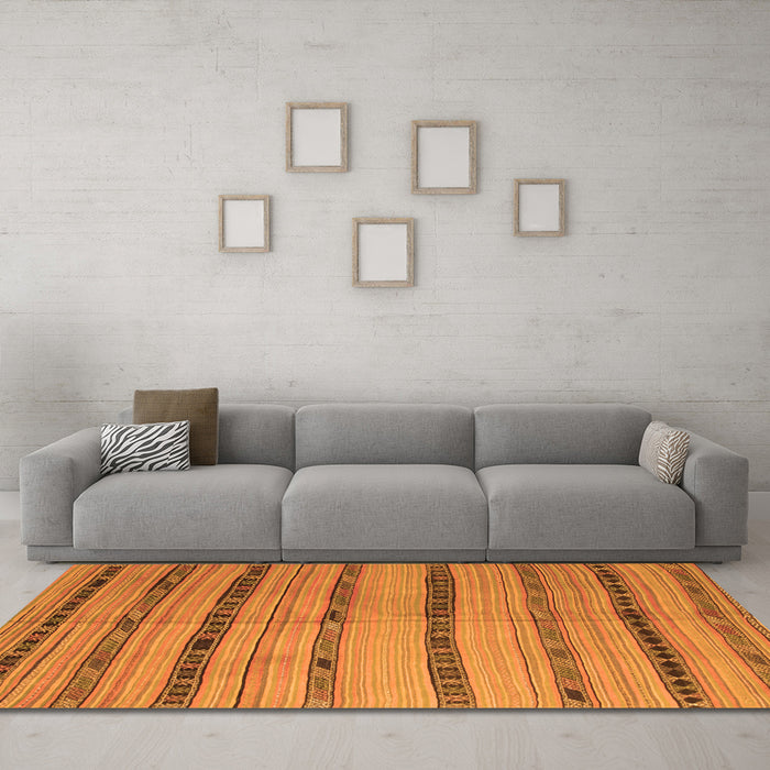 Machine Washable Southwestern Orange Country Area Rugs in a Living Room, wshcon802org