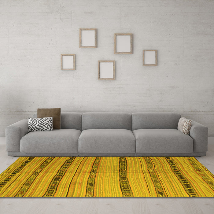 Machine Washable Southwestern Yellow Country Rug in a Living Room, wshcon802yw