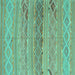 Square Machine Washable Southwestern Turquoise Country Area Rugs, wshcon803turq