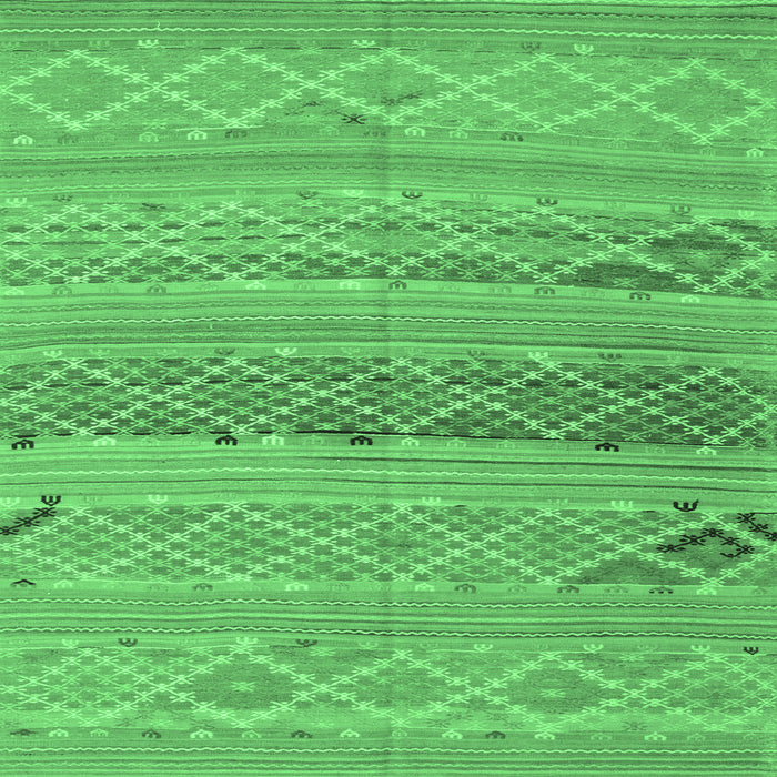 Square Machine Washable Southwestern Emerald Green Country Area Rugs, wshcon803emgrn