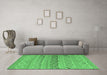 Machine Washable Southwestern Emerald Green Country Area Rugs in a Living Room,, wshcon803emgrn