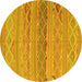 Round Southwestern Yellow Country Rug, con803yw