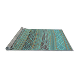 Sideview of Machine Washable Southwestern Light Blue Country Rug, wshcon803lblu