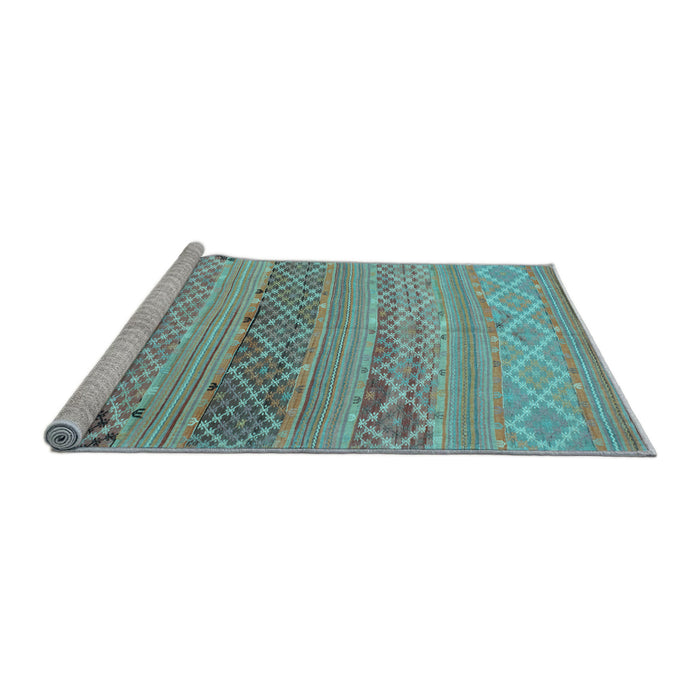 Sideview of Machine Washable Southwestern Light Blue Country Rug, wshcon803lblu