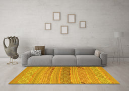 Machine Washable Southwestern Yellow Country Rug in a Living Room, wshcon803yw