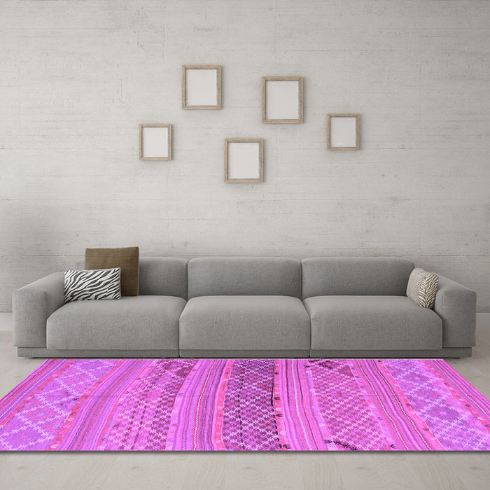 Machine Washable Southwestern Purple Country Area Rugs in a Living Room, wshcon803pur