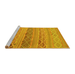 Sideview of Machine Washable Southwestern Yellow Country Rug, wshcon803yw