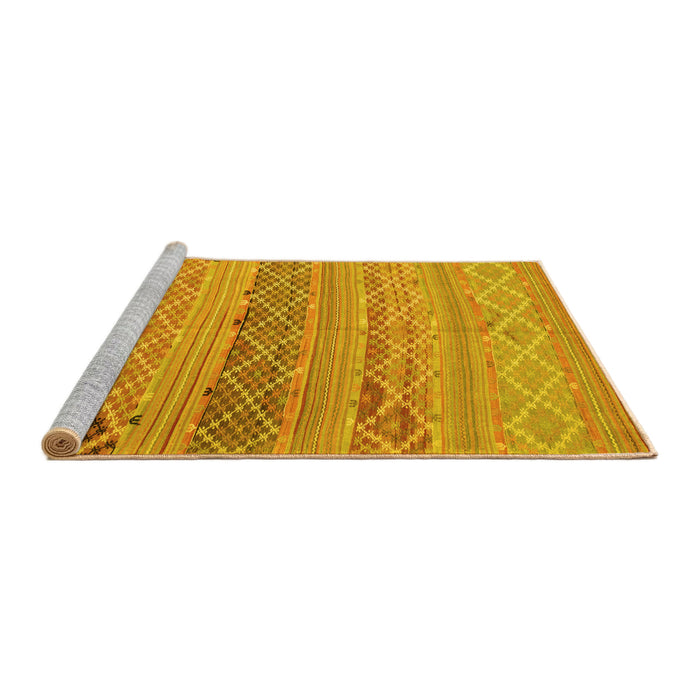 Sideview of Machine Washable Southwestern Yellow Country Rug, wshcon803yw