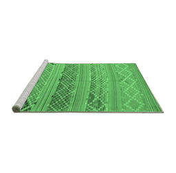 Sideview of Machine Washable Southwestern Emerald Green Country Area Rugs, wshcon803emgrn