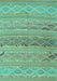 Machine Washable Southwestern Turquoise Country Area Rugs, wshcon803turq