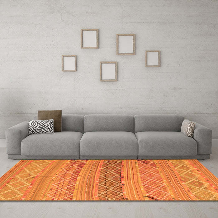 Machine Washable Southwestern Orange Country Area Rugs in a Living Room, wshcon803org