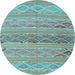 Round Southwestern Light Blue Country Rug, con803lblu