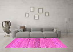 Machine Washable Southwestern Pink Country Rug in a Living Room, wshcon803pnk