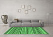 Machine Washable Southwestern Emerald Green Country Area Rugs in a Living Room,, wshcon804emgrn