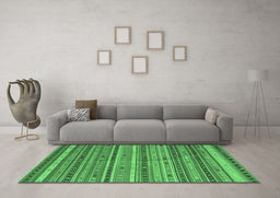 Machine Washable Southwestern Emerald Green Country Area Rugs in a Living Room,, wshcon804emgrn