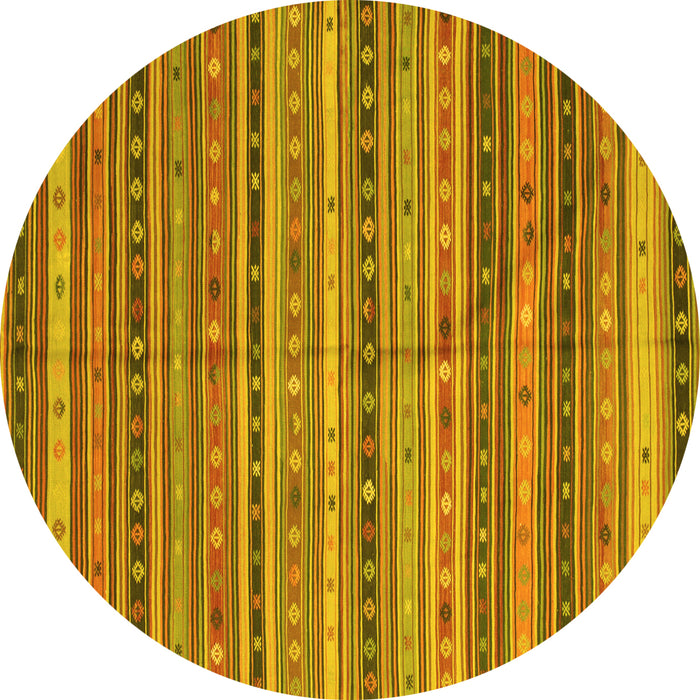 Round Southwestern Yellow Country Rug, con804yw