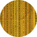 Round Southwestern Yellow Country Rug, con804yw