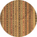 Round Southwestern Brown Country Rug, con804brn