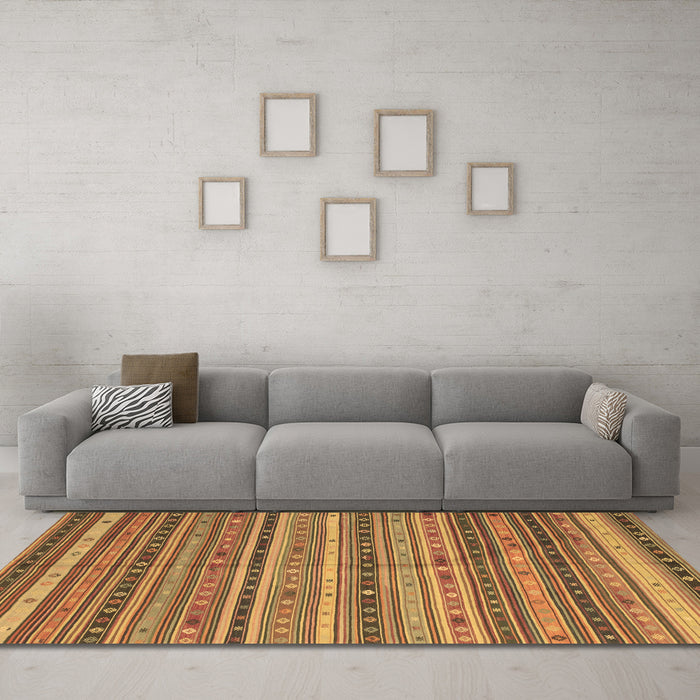 Machine Washable Southwestern Brown Country Rug in a Living Room,, wshcon804brn