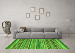 Machine Washable Southwestern Green Country Area Rugs in a Living Room,, wshcon804grn