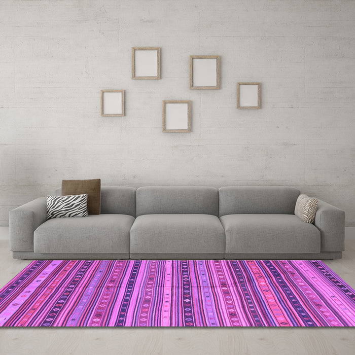 Machine Washable Southwestern Purple Country Area Rugs in a Living Room, wshcon804pur