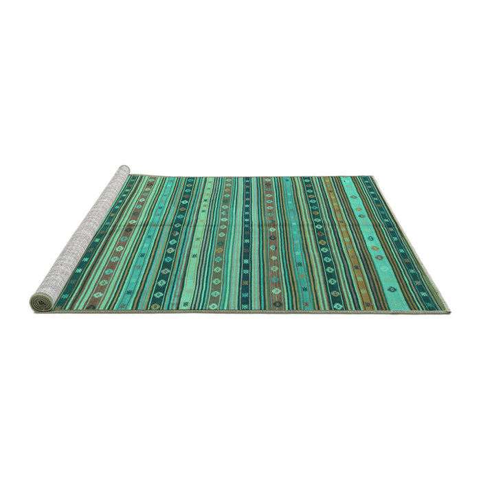 Sideview of Machine Washable Southwestern Turquoise Country Area Rugs, wshcon804turq