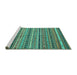 Sideview of Machine Washable Southwestern Turquoise Country Area Rugs, wshcon804turq