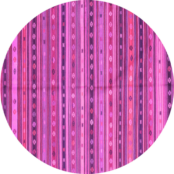 Round Machine Washable Southwestern Pink Country Rug, wshcon804pnk