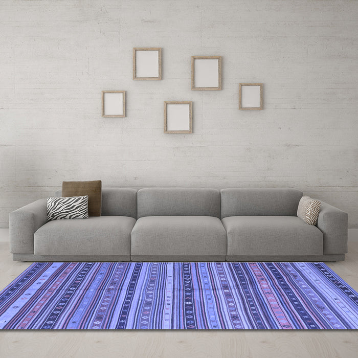 Machine Washable Southwestern Blue Country Rug in a Living Room, wshcon804blu