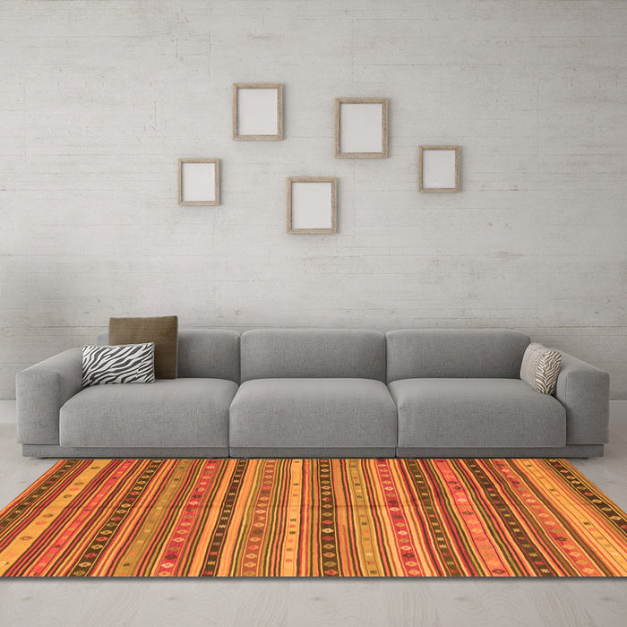 Machine Washable Southwestern Orange Country Area Rugs in a Living Room, wshcon804org