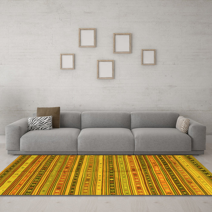 Machine Washable Southwestern Yellow Country Rug in a Living Room, wshcon804yw