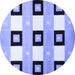 Round Checkered Blue Modern Rug, con805blu