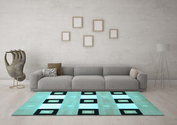 Machine Washable Checkered Light Blue Modern Rug in a Living Room, wshcon805lblu