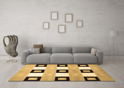 Machine Washable Checkered Brown Modern Rug in a Living Room,, wshcon805brn