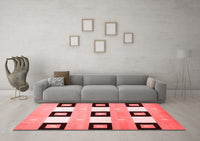 Machine Washable Checkered Red Modern Rug, wshcon805red